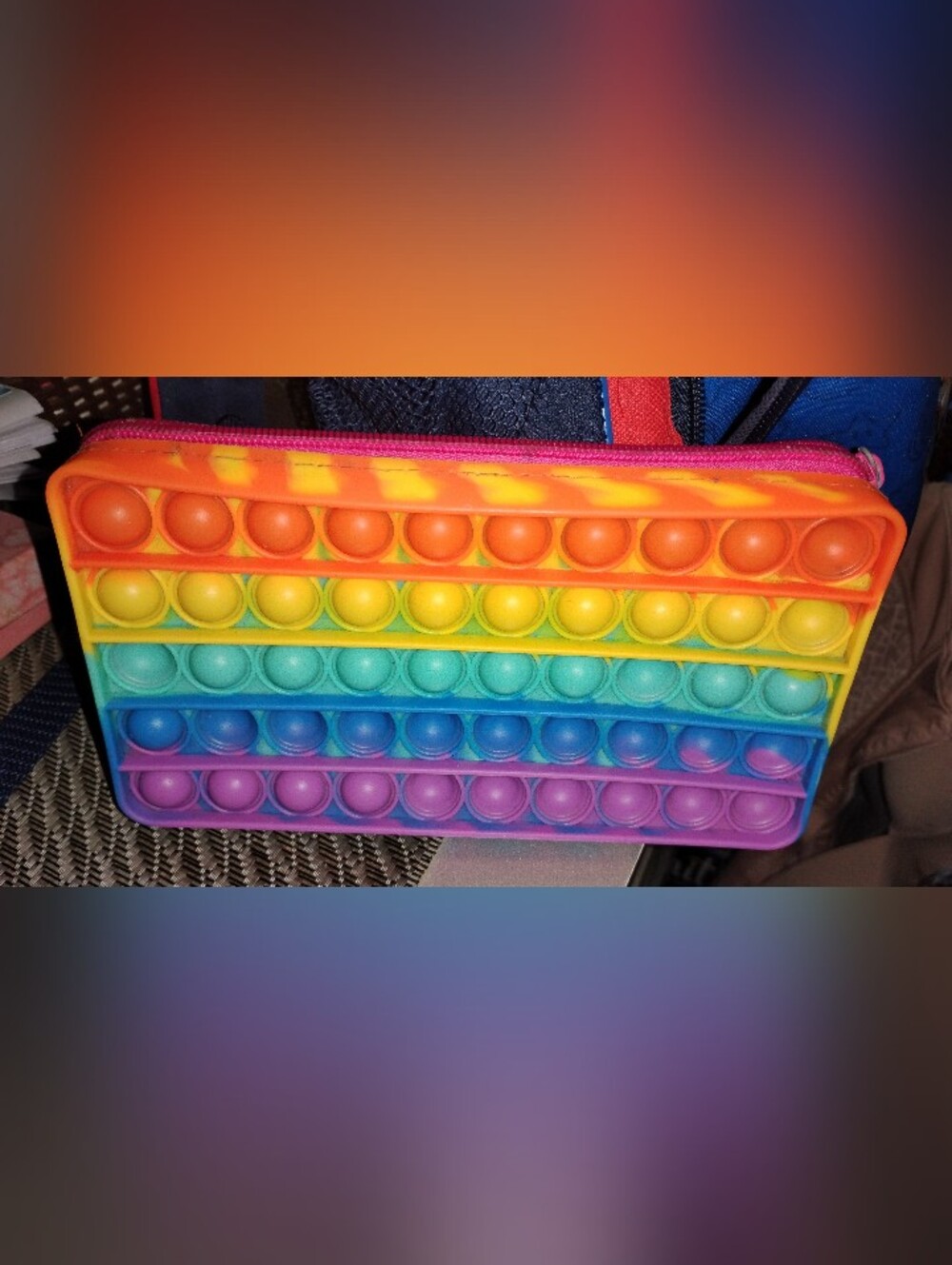 Rainbow Pop-It Fidget Toy Pencil Case - Multicolor